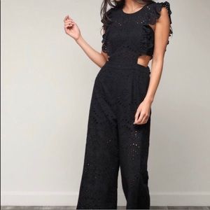 Black eyelet jumpsuit
